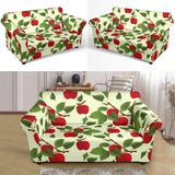 Red Apples Leaves Pattern Loveseat Couch Slipcover