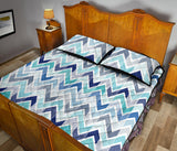 zigzag  chevron blue pattern Quilt Bed Set