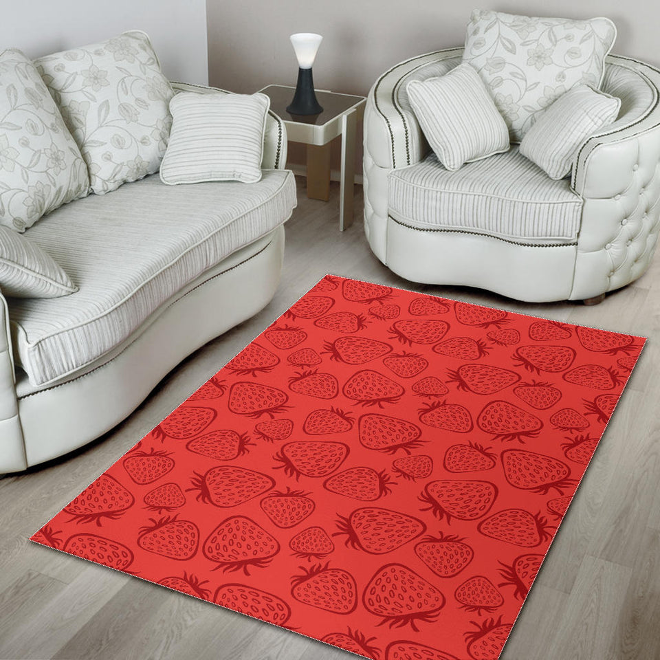 Strawberry Pattern Red Background Area Rug