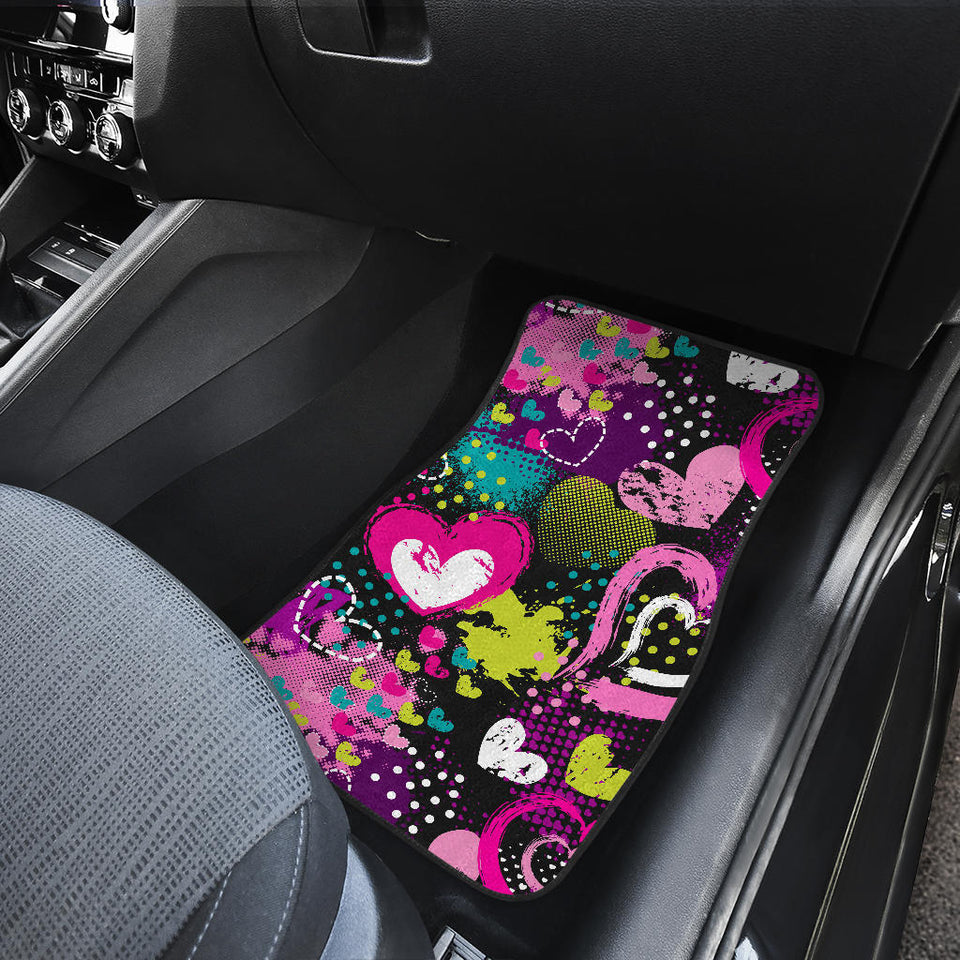 Heart Dot Wave Star Creative Design Pattern Front And Back Car Mats