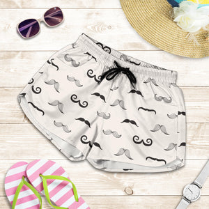 Mustache Beard Pattern Print Design 05 Women Shorts