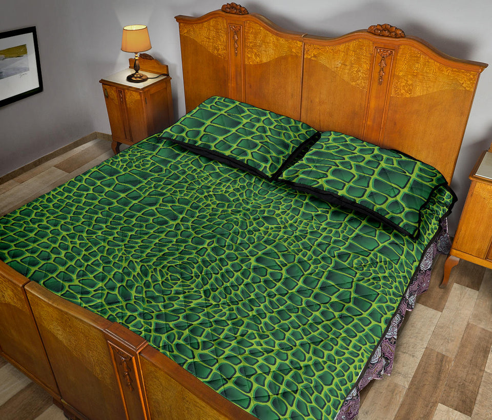 Crocodile Skin Printed Quilt Bed Set