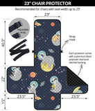 Cute sloth astronaut star planet rocket pattern Chair Cover Protector