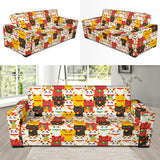 Colorful Maneki Neko Lucky Cat Pattern Sofa Slipcover