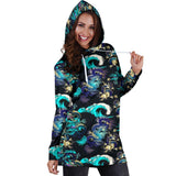 Dragon Sea Wave Pattern Women'S Hoodie Dress