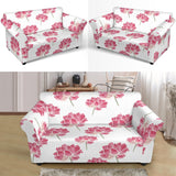 Pink Lotus Waterlily Pattern Loveseat Couch Slipcover