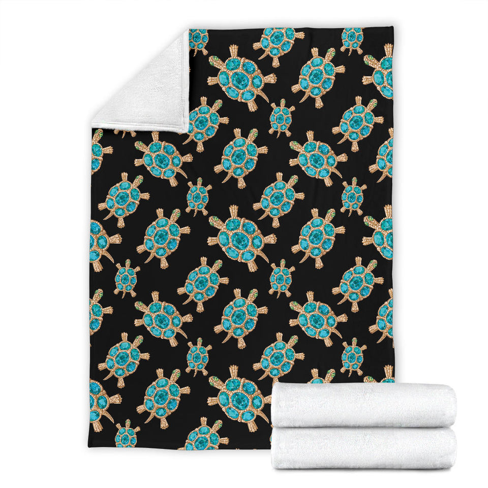 Sea Turtle Blue Stone Pattern Premium Blanket