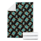 Sea Turtle Blue Stone Pattern Premium Blanket