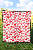 Lips Pattern Print Design 05 Premium Quilt