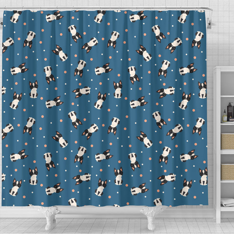 Cute Boston Terrier Dog Spattern Shower Curtain Fulfilled In US