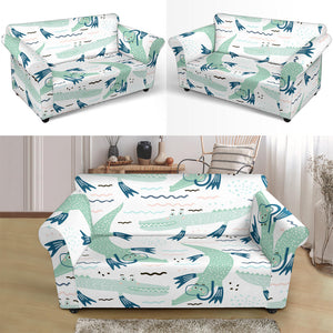 Crocodile Diver Pattern Loveseat Couch Slipcover