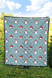 Cute Penguin Christmas Snow Pattern Premium Quilt