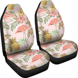 Pink Flamingo Birds Pineapples Hibiscus Flower Pattern Universal Fit Car Seat Covers