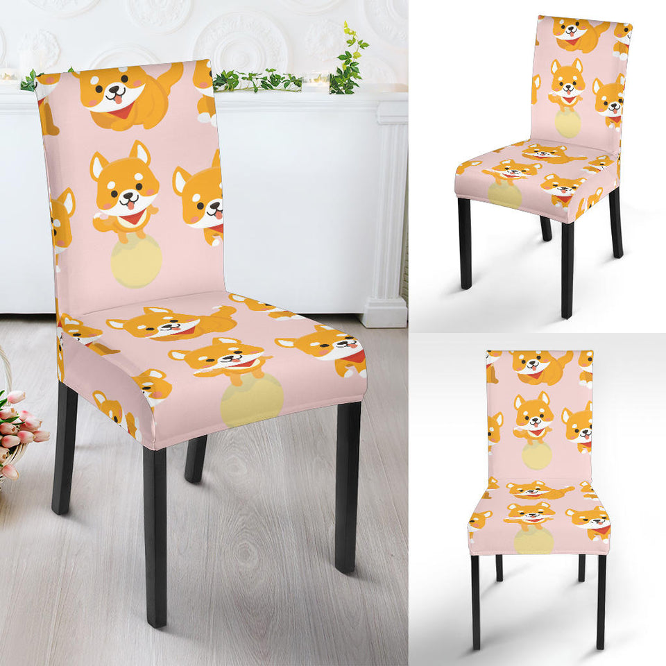 Cute Shiba Inu Dog Pattern  Dining Chair Slipcover