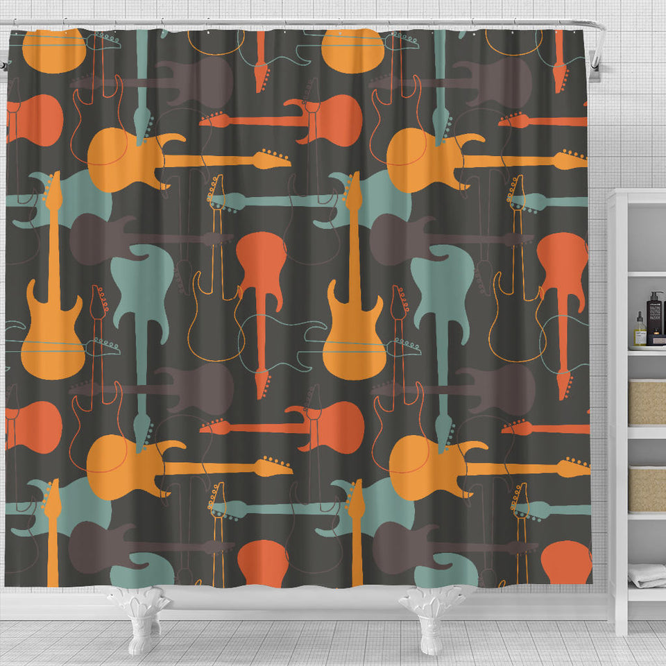 Electric Guitars Pattern Shower Curtain Fulfilled In US