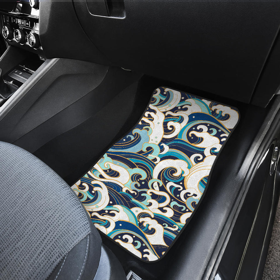 Japanese Wave Pattern Front And Back Car Mats