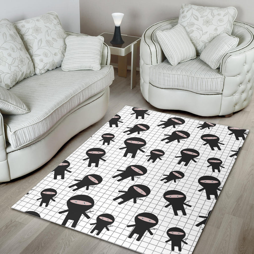 Ninja Pattern Plaid Background Area Rug