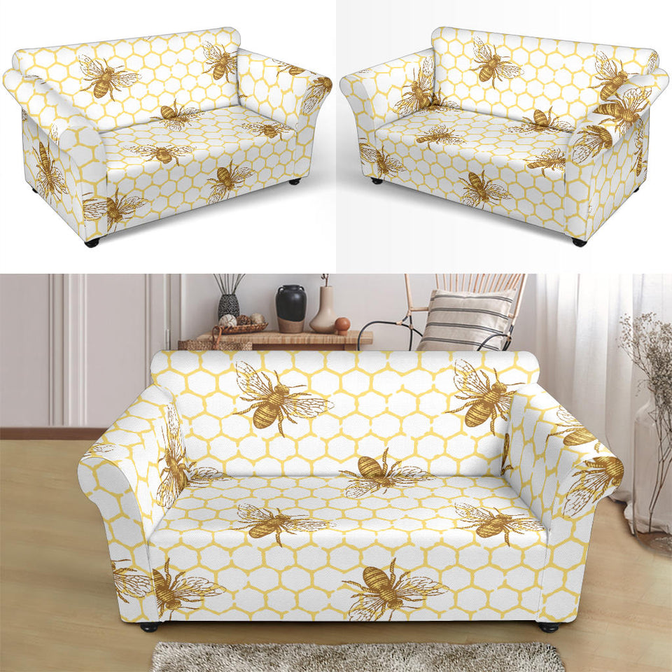 Bee Honeycomb Seamless Design Pattern Loveseat Couch Slipcover