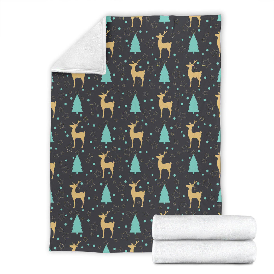Deers Star Tree Pattern Premium Blanket