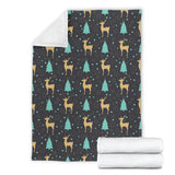 Deers Star Tree Pattern Premium Blanket