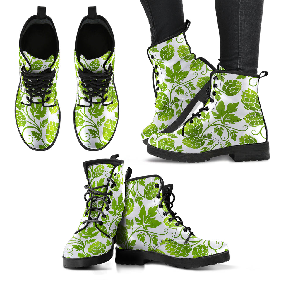 Hop Design Pattern Leather Boots