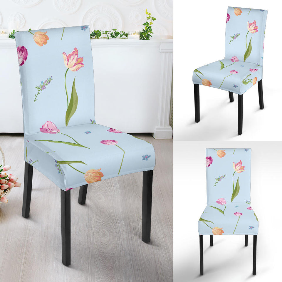 Watercolor Tulips Pattern Dining Chair Slipcover