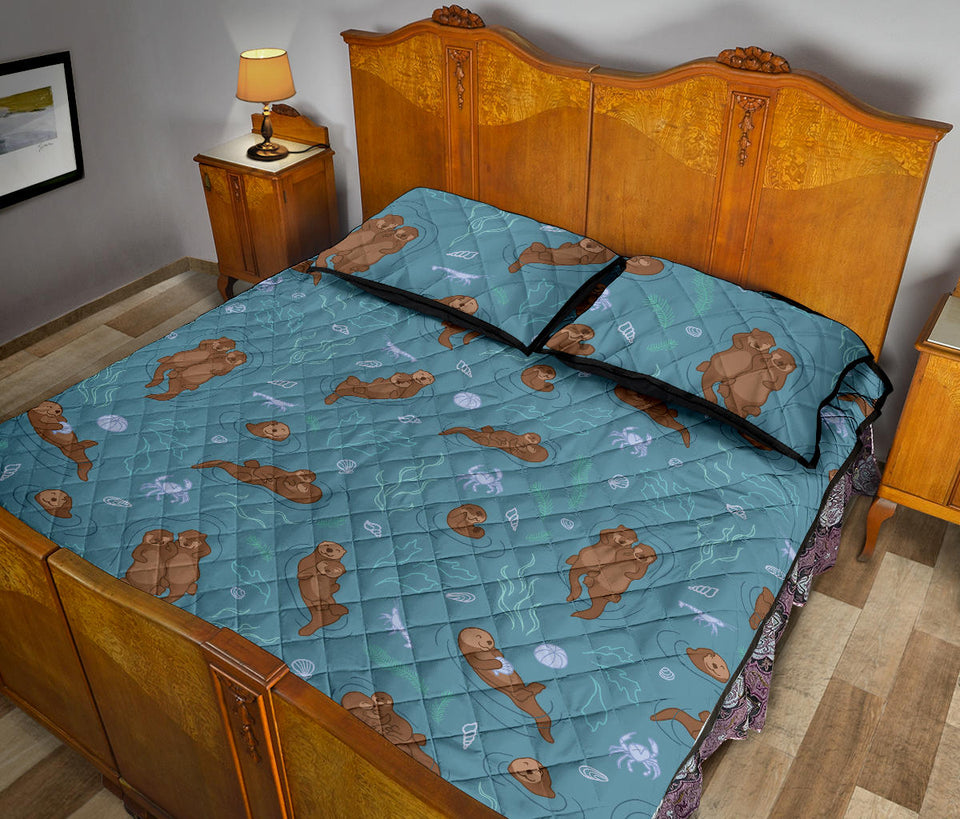 Sea otters pattern Quilt Bed Set