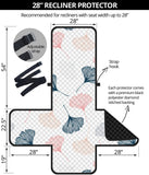 Black Gray Cream coral ginkgo leaves pattern Recliner Cover Protector