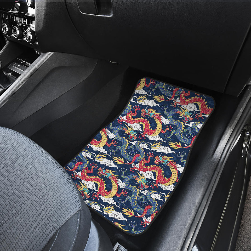 Blue Red Dragon Cloud Pattern Front Car Mats