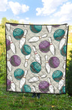 Bowling Ball And Pin Gray Background Premium Quilt