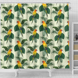 Beautiful Parrot Palm Leaves Pattern Shower Curtain Fulfilled In US