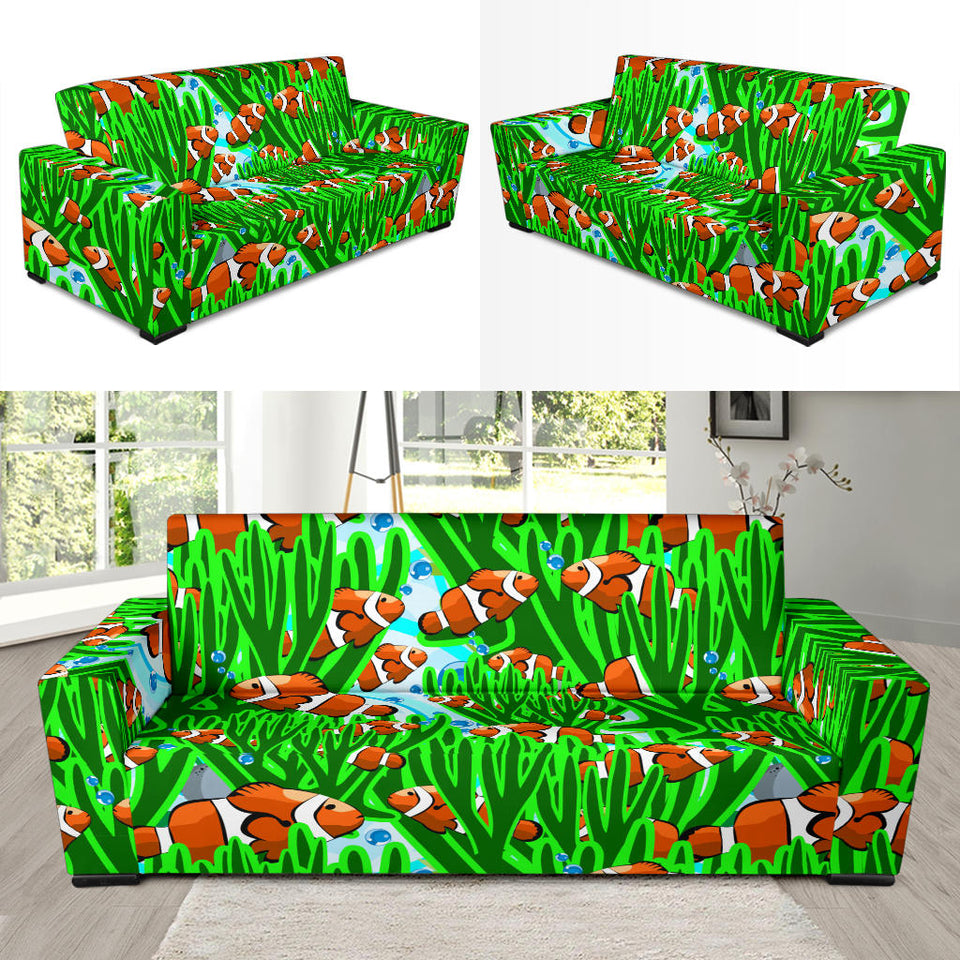 Clown Fish Pattern Print Design 01 Sofa Slipcover