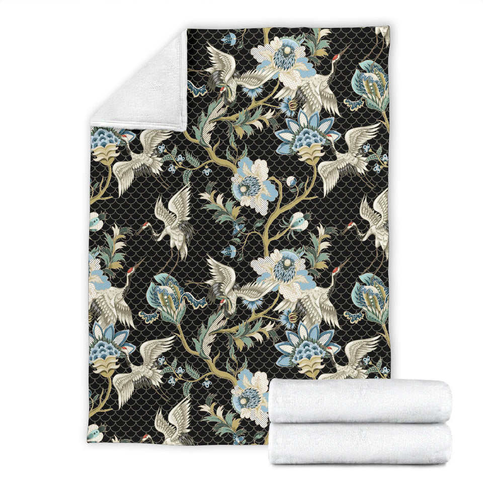 Japanese Crane Ornament Elements Premium Blanket