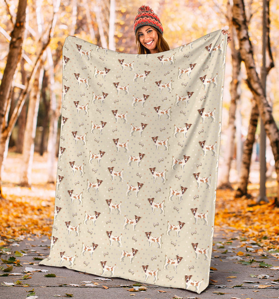 Jack Russel Pattern Print Design 02 Premium Blanket
