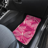 Beautiful Dragonfly Pink Background Front And Back Car Mats