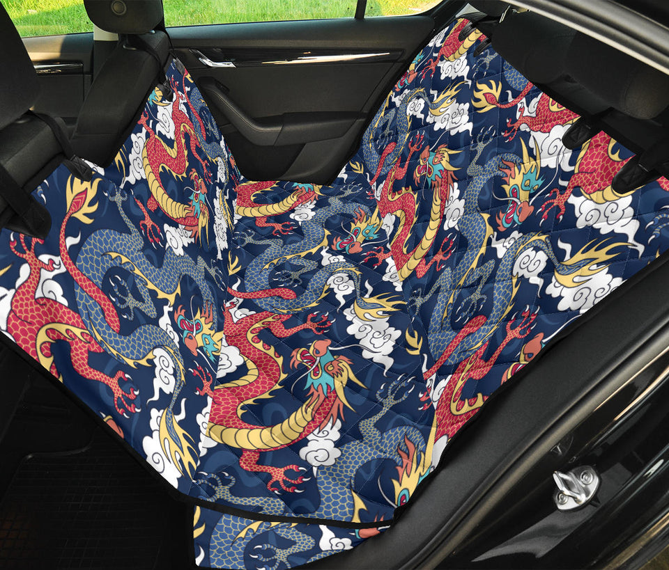 Blue Red Dragon Cloud Pattern Dog Car Seat Covers