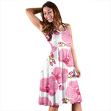 Pink Purple Orchid Pattern Background Sleeveless Midi Dress