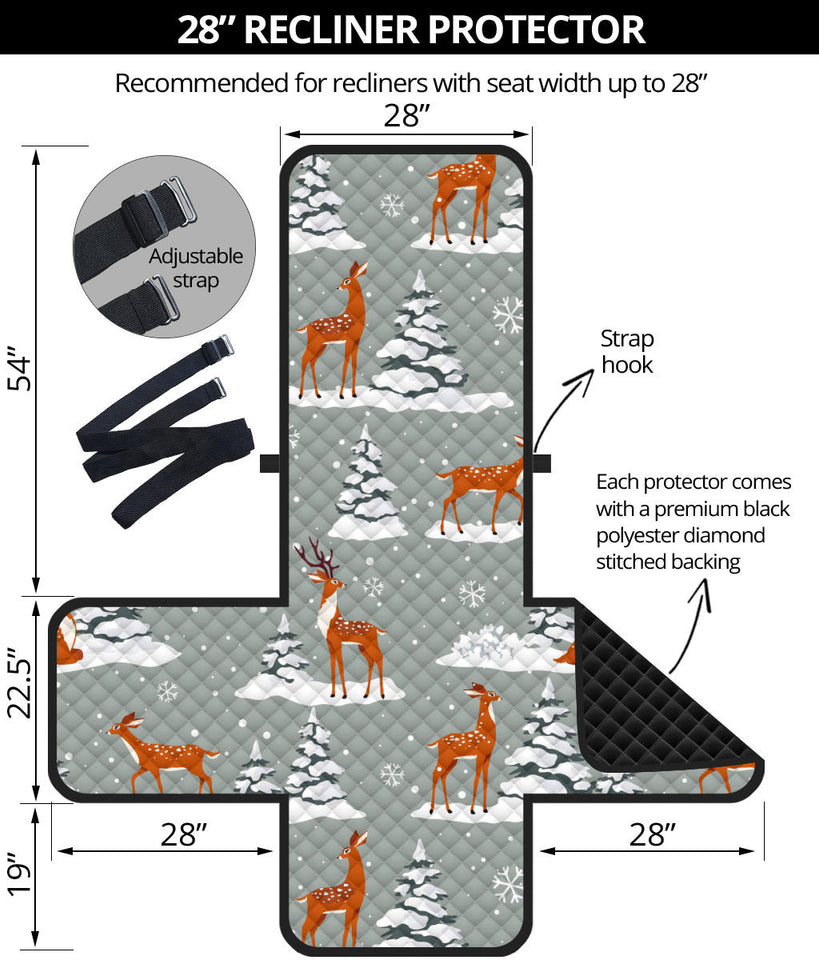 Beautiful deers Winter Christmas Recliner Cover Protector