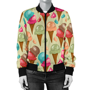 Colorful Ice Cream Pattern Women'S Bomber Jacket