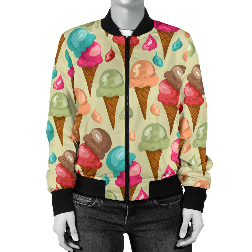 Colorful Ice Cream Pattern Women'S Bomber Jacket