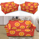 Oranges Pattern Red Background Loveseat Couch Slipcover