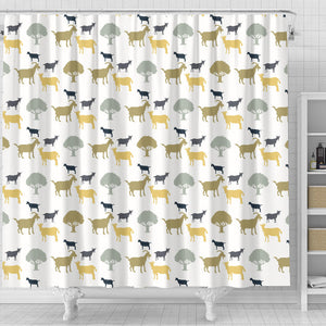 Silhouettes Of Goat And Tree Pattern Shower Curtain Fulfilled In US