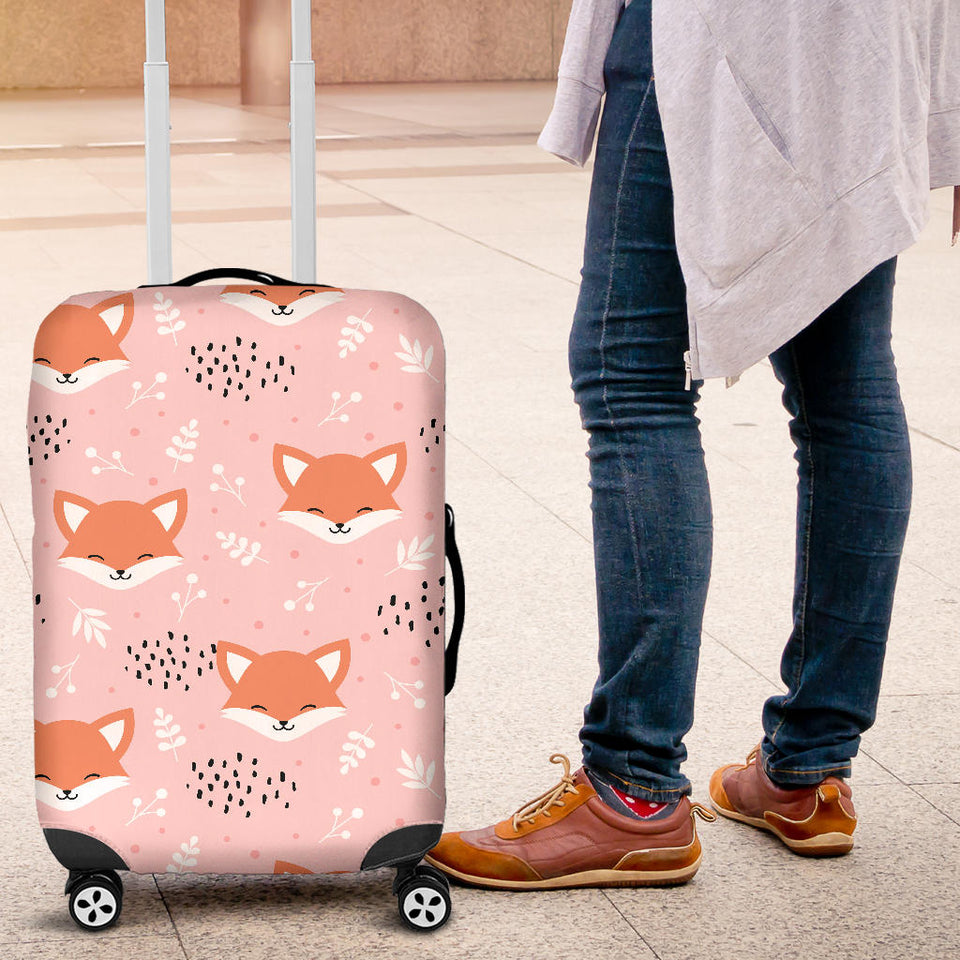 Cute Fox Pattern Pink Background Luggage Covers