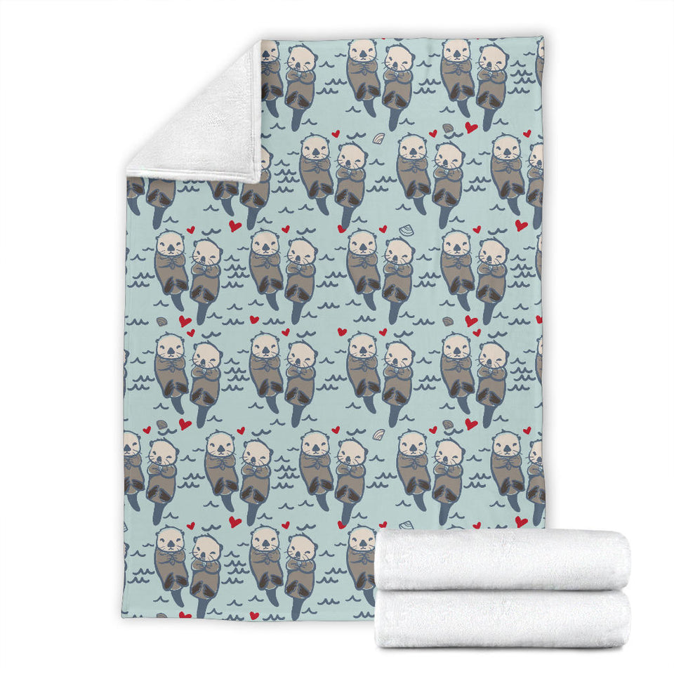 Lovely Sea Otter Pattern Premium Blanket