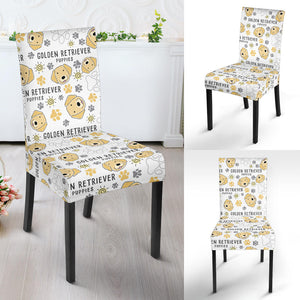 Golden Retriever Pattern Print Design 04 Dining Chair Slipcover