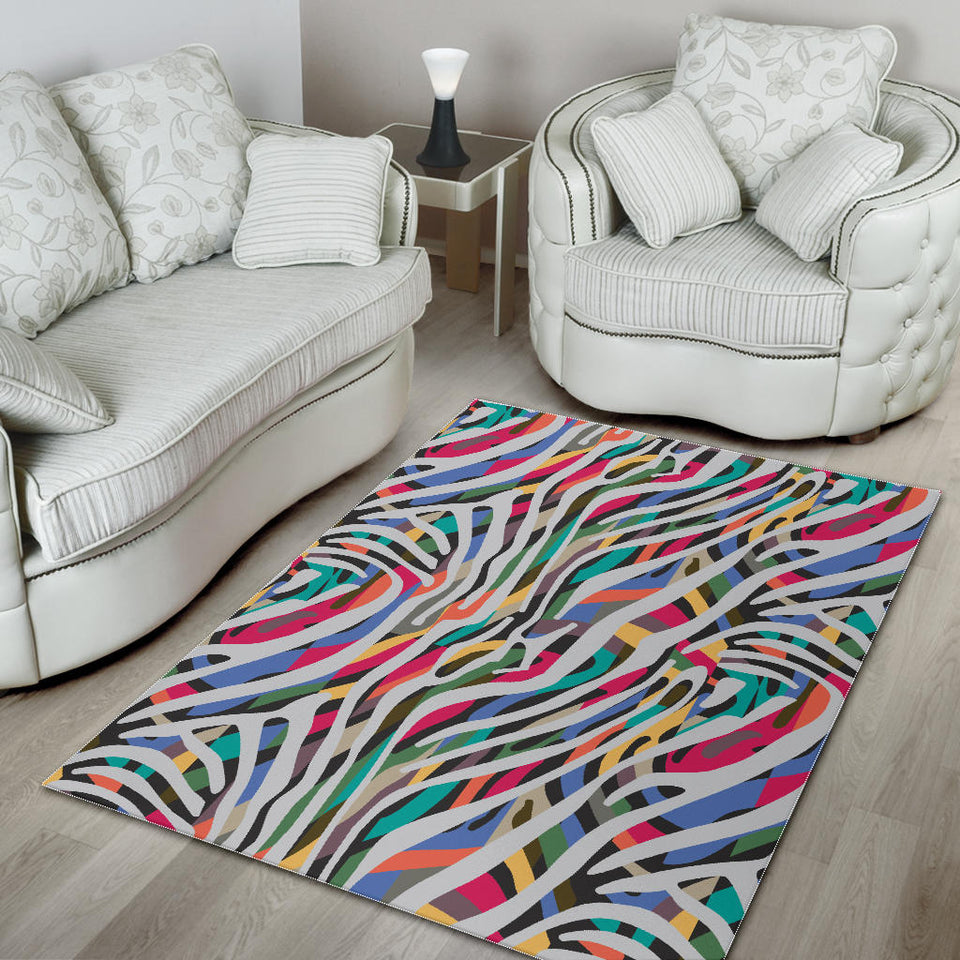 Colorful Zebra Skin Pattern Area Rug