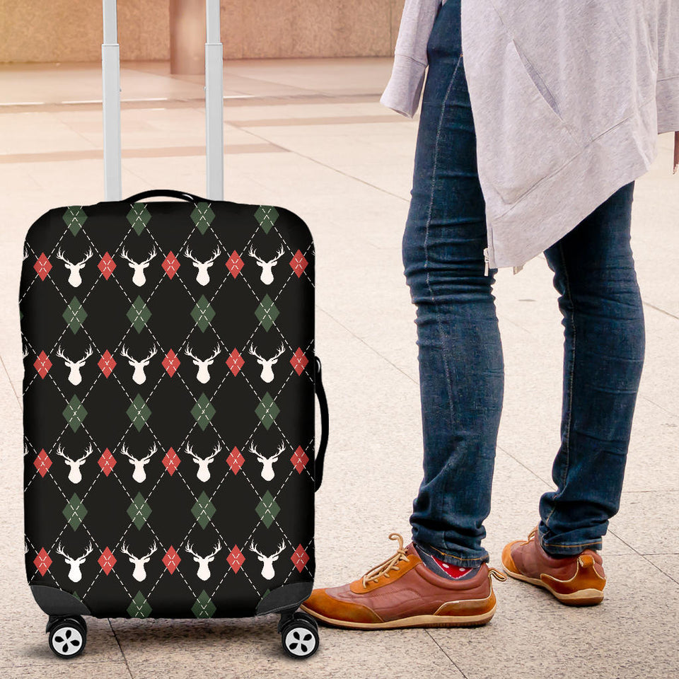 Deer Christmas New Year Pattern Argyle Luggage Covers