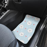 White Cute Pomeranian Pattern Front And Back Car Mats