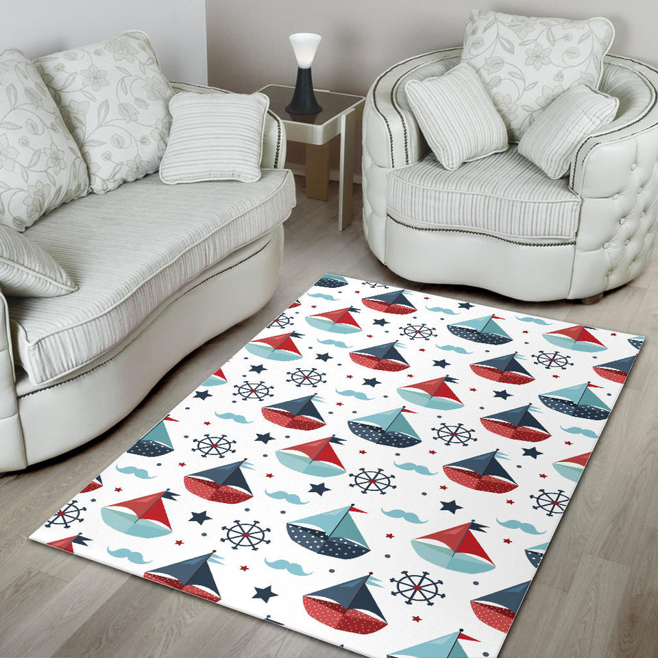 Cute Color Paper Sailboat Pattern Area Rug