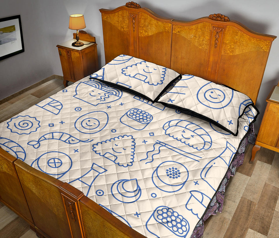 Cute sushi icon pattern Quilt Bed Set